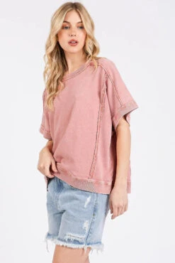 Mittoshop Mineral Wash French Terry Crew Neck Casual Top -Little Loom Store 00ba0dc617224012a74c2c191e70f9f1 Max Origin