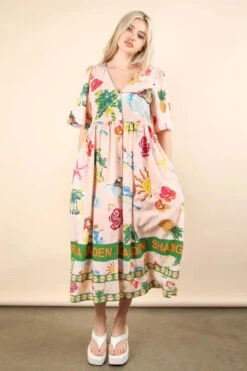 VERY J Button Down Printed Midi Dress -Little Loom Store 00bad07de74f42cdbe4bc755a717f392 Max Origin