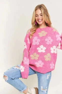 ADORA Full Size Floral Popped 2-Tone Sweater Top Plus Size -Little Loom Store 017c47e7 3bb3 4439 89c5 1f8f10d58fb2 Max Origin