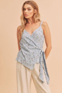 Aemi + Co Ditsy Floral Surplice Adjustable Straps Cami