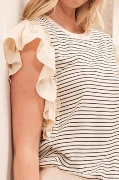 Lime 'N' Chili Striped Contrast Ruffle Detail Sleeveless Top -Little Loom Store 01d080927aec4c49ab7f995e7ea53671 Max Origin