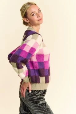 Davi & Dani Checkered Round Neck Long Sleeve Sweater -Little Loom Store 02d3d68a 08c8 48da 9ecb 01f94834c40f Max