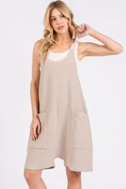 Mittoshop Scoop Neck Spaghetti Strap Overalls With Pockets