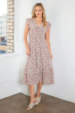 Mittoshop Flower Print Ruffle Cap Sleeve V-neck Midi Dress -Little Loom Store 03672c491c8b4c5eb4337125087d4b99 Max Origin