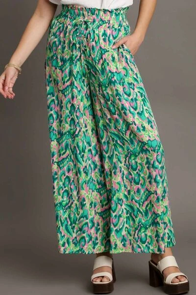 Umgee Full Size Mixed Print High Waist Wide Leg Pants Plus Size 3 Umgee Full Size Mixed Print High Waist Wide Leg Pants Plus Size