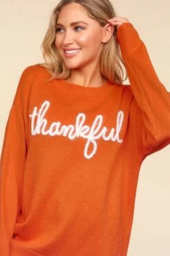 Metallic Glitter Embroidery Women's Thankful Sweater -Little Loom Store 038d262e f2be 4116 a343 b10810423a67 Max