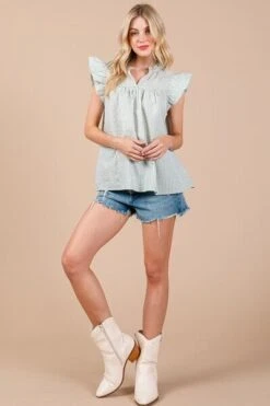 Ces Femme Plaid Notched Ruffled Cap Sleeve Blouse -Little Loom Store 03e39af0 325f 4ad0 b778 147b736e0166 Min