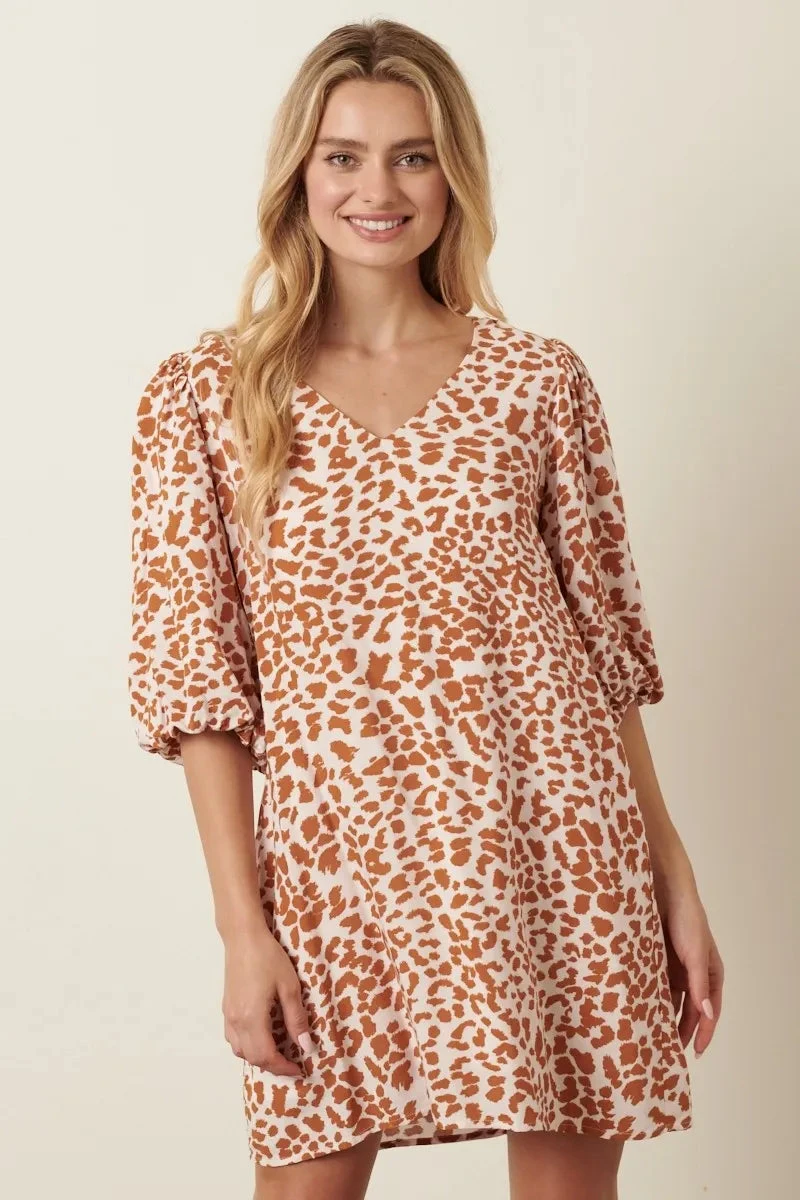 Mittoshop Animal Print Puff Sleeve Mini Dress 3 Mittoshop Animal Print Puff Sleeve Mini Dress
