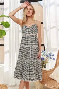 ADORA Gingham Detail Washed Dress