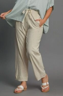 Umgee Full Size Drawstring Elastic Waistband Linen Blend Pants Plus Size -Little Loom Store 05980e74 c140 43b1 aa8d 2be0300d553a Min