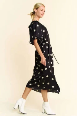 Davi & Dani Polka Dot Puff Sleeves Waist Tie Midi Dress 21 Davi & Dani Polka Dot Puff Sleeves Waist Tie Midi Dress -Little Loom Store 0604e1aa84ea4346bd1b34434d361039 Max Origin