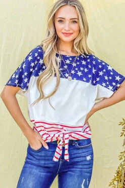 And The Why American Flag Print Tie Knot Front Casual Top 13 And The Why American Flag Print Tie Knot Front Casual Top -Little Loom Store 060fa205214e44b4b3ebc92877a4ed1a Max Origin