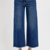 RISEN Raw Hem Wide Leg Attached Buckle Jeans
