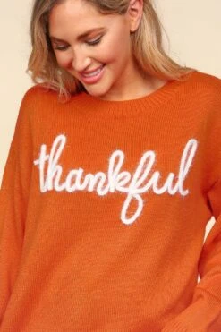 Metallic Glitter Embroidery Women's Thankful Sweater -Little Loom Store 06aa8b37 05cc 4297 af79 39dc3838083c Max