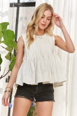 ADORA Pleated Round Neck Tank -Little Loom Store 079979b935994b54b0af40505291553e Max Origin