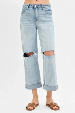 RISEN Full Size Mid Rise Fit Boyfriend Jeans With Cuff Plus Size -Little Loom Store 07a2f0d0cce048d9ada5318d1e3bf828 Max Origin