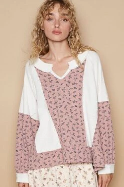 POL Waffle Knit Floral Notched Long Sleeve Top 10 POL Waffle Knit Floral Notched Long Sleeve Top -Little Loom Store 07fa3416 d384 4f7a 8f0f 0716ae859294 Max
