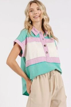 Mittoshop Color Block Henley Short Sleeve Polo Shirt -Little Loom Store 08dc5560 4d35 40ba 8bfa 84be0d8990c7 Min