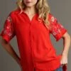 Umgee Full Size Linen Shirt With Embroidered Sleeves Plus Size -Little Loom Store 08dd9cde ad68 438e 850b e8815e625ac1 Min