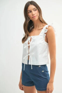 MABLE Poplin Ruffle Strap Front Self Tie Top 11 MABLE Poplin Ruffle Strap Front Self Tie Top -Little Loom Store 09fc1272 ed3a 45e9 aaaa dbd59c976ba8 Max Origin