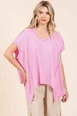 Mittoshop Mineral Wash Waffle Knit Pointed Hem Oversized Top -Little Loom Store 0ab86258 4232 41db 96b8 56eaa1e12bce Min