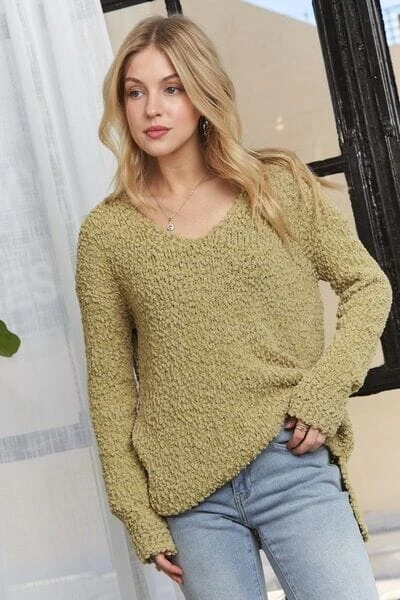 ADORA High-Low Side Slit V-Neck Sweater 5 ADORA High-Low Side Slit V-Neck Sweater - Image 3