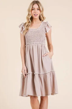 Lime 'N' Chili Ruffle Trim Smocked Dress With Contrast -Little Loom Store 0b8052778ffc4c489be696527d8e187b Max Origin