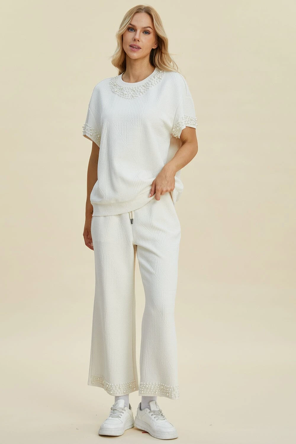 Double Take Full Size Pearl Detail Round Neck Top And Pants Set 9 Double Take Full Size Pearl Detail Round Neck Top And Pants Set - Image 7
