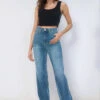 Judy Blue Full Size Tummy Control Cut Raw Hem Straight Jeans