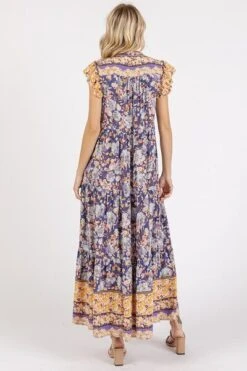 Mittoshop Floral Ruffled Notched Cap Sleeve Maxi Dress -Little Loom Store 0d584813 d8b3 4805 ac35 9e0c3e39a870 Min