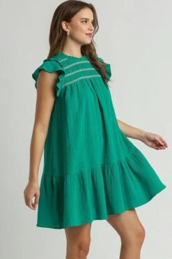 Umgee Full Size Smocked Contrast Stitching Ruffle Cap Sleeve Round Neck Dress Plus Size -Little Loom Store 0d6302fc f6d2 4d1e be65 52515c156651 Min