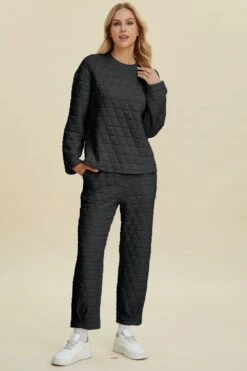 Double Take Full Size Texture Round Neck Long Sleeve Top And Pants Set -Little Loom Store 0d702f21 96a7 4918 911a 5f5c9107b6f6 Max