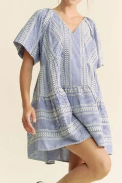 Davi & Dani Embroidered Stripe Ruffled Gingham Mini Dress -Little Loom Store 0e00ecbb23c542d7ae9e791b51fd2623 Max Origin