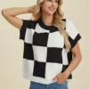 Double Take Full Size Checkered Round Neck Short Sleeve Sweater -Little Loom Store 0e849900 3821 4883 a4df b1d0102ceabc Max