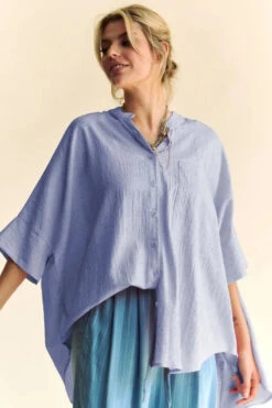 Davi & Dani Rhinestone Pleat Back Short Sleeve Loose Fit Shirt -Little Loom Store 0f7541998847409893cc4d867538650c Max Origin