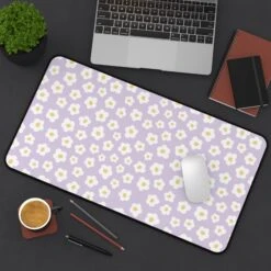 Floral Desk Mat - Lavender Daisy Flower Design For Home Office Decor -Little Loom Store 10949610015014243903 2048