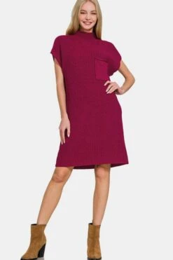 Zenana Mock Neck Short Sleeve Sweater Dress -Little Loom Store 10a1281a 4729 46db 9886 0baabc19ebf3 Max