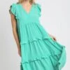 Umgee Full Size Ruffle Tiered Cap Sleeve Midi Dress Plus Size -Little Loom Store 11537e11 dd47 4ee6 9fcd 02a7420eda7a Min