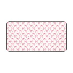Coquette Bow Desk Mat - Hot Pink & Dot Design For Home Office Decor -Little Loom Store 12118011110752449732 2048