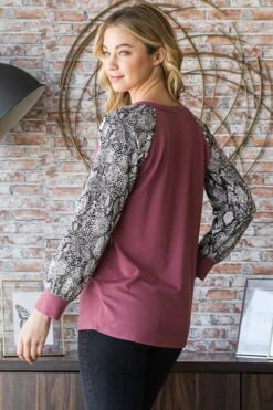 Heimish Full Size Snakeskin Print Raglan Sleeve Half Button Top -Little Loom Store 13fdf1a8 e785 4ed9 abae af3050195a22 Max