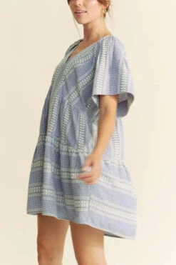 Davi & Dani Embroidered Stripe Ruffled Gingham Mini Dress -Little Loom Store 143e19246de247ad80c9237bec32e99b Max Origin