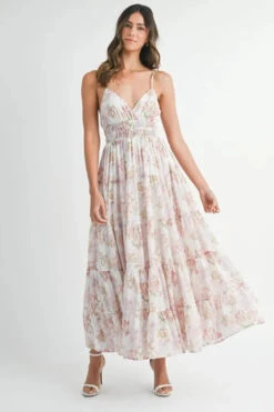 MABLE Floral Print Tiered Cami Maxi Dress