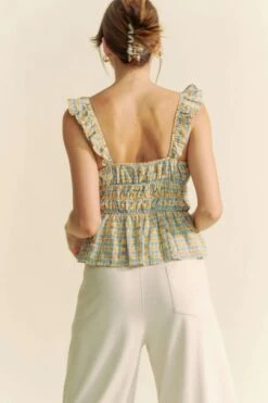 Davi & Dani Plaid Ruffled Strap Smocked Sleeveless Top -Little Loom Store 14a8e8d6cf634868a8467a17f9b9a7a3 Max Origin