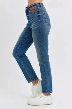 Judy Blue Full Size HW Plaid Patch Slim Fit Jeans Plus Size -Little Loom Store 14d24776006f4c7abcd9486c79debbeb Max Origin