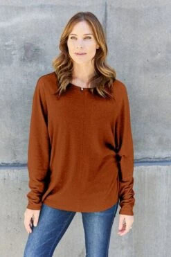 Double Take Full Size Round Neck Long Sleeve Top -Little Loom Store 14ec2ef2 06a1 4b54 991c 6dd9e3d891a9 Min