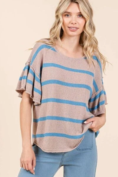 Mittoshop Striped Flounce Sleeve Knit Top 5 Mittoshop Striped Flounce Sleeve Knit Top - Image 3