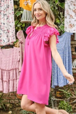 And The Why Ruffle Shoulder Smocked Detailed Dress 13 And The Why Ruffle Shoulder Smocked Detailed Dress -Little Loom Store 151c4001f7994590a9d6b6899f624c37 Max Origin