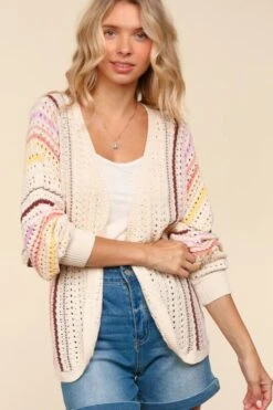 Haptics Full Size Striped Crochet Open Front Cardigan -Little Loom Store 160b8356 54de 49a6 a66b f9c0b3b78b2e Max