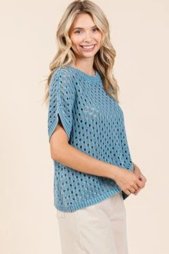 Mittoshop Mineral Wash Openwork Short Sleeve Knit Cover Up -Little Loom Store 164c7eaf 6fcf 4d9e 90c1 8bd34f0779d5 Min