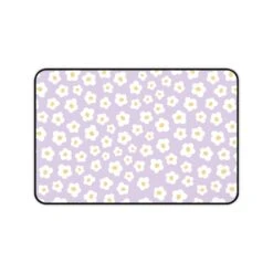 Floral Desk Mat - Lavender Daisy Flower Design For Home Office Decor